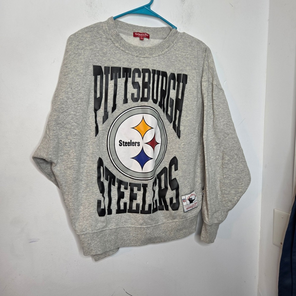 Mitchell & Ness Pittsburgh Steelers Womens Gray NFL Throwbacks Sweatshirt S